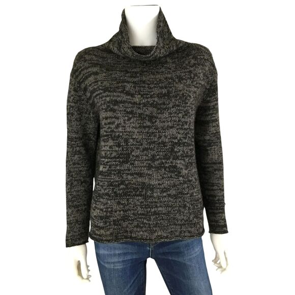 Eileen Fisher Sweater Size M Yak Merino Wool Brown Marl Funnel Neck Boxy Cropped - Picture 2 of 14